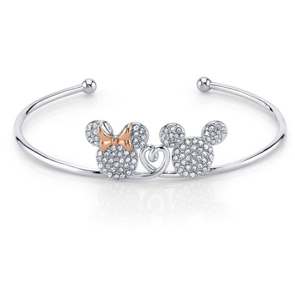 Minnie & Mickey crystal cuff 2 tone plated silver - Picture 1 of 1
